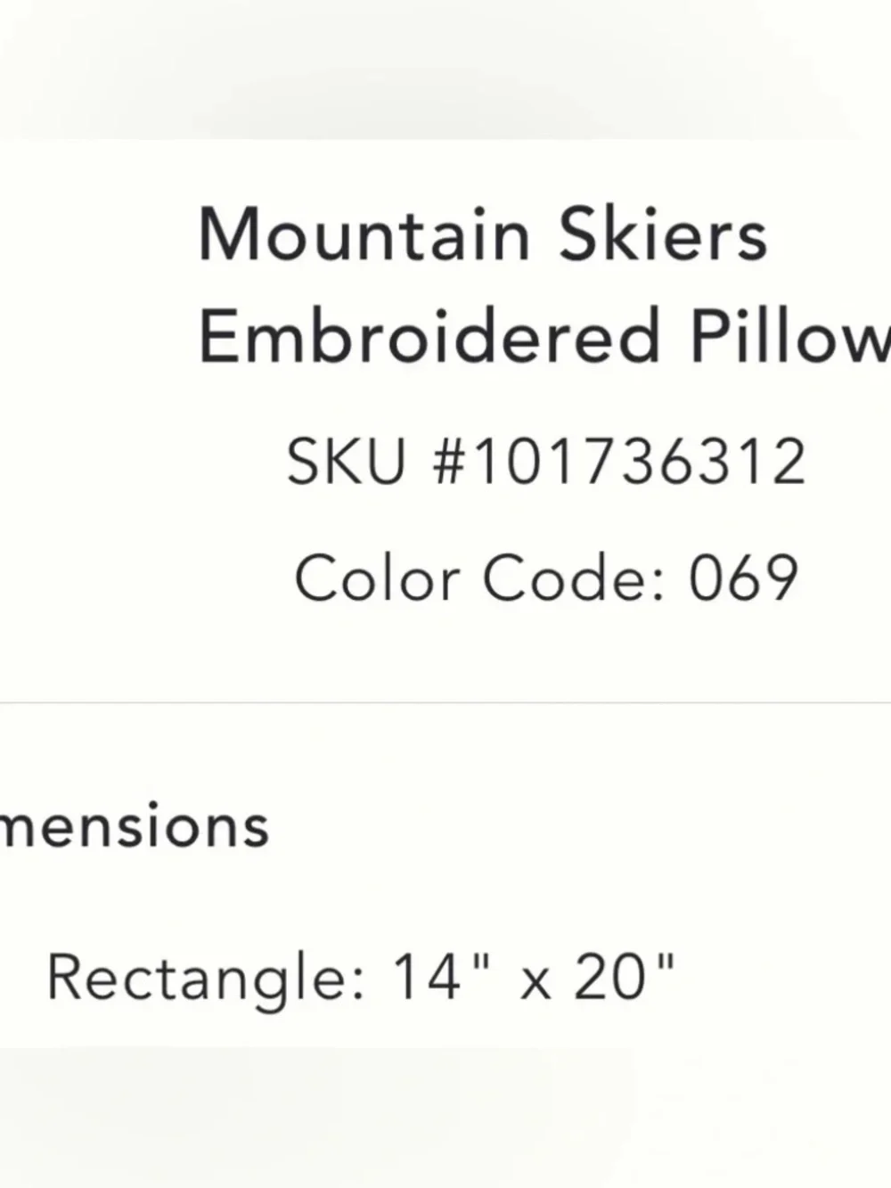 NWT Anthropologie Mountain Skiers Embroidered Pillow in Bunny Slopes new